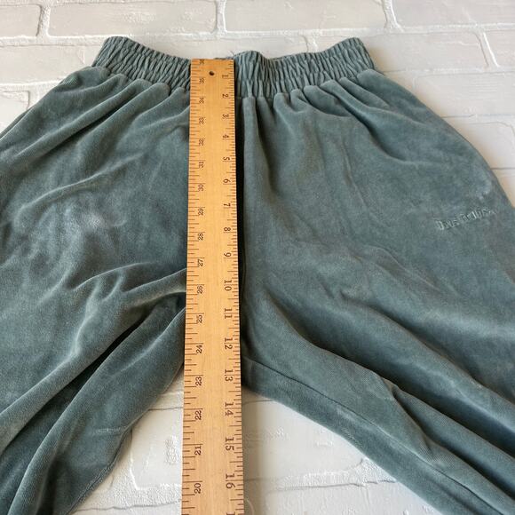 iets frans Urban Outfitters Teal Velvet wide leg elastic band pocket pants-S - Picture 3 of 7